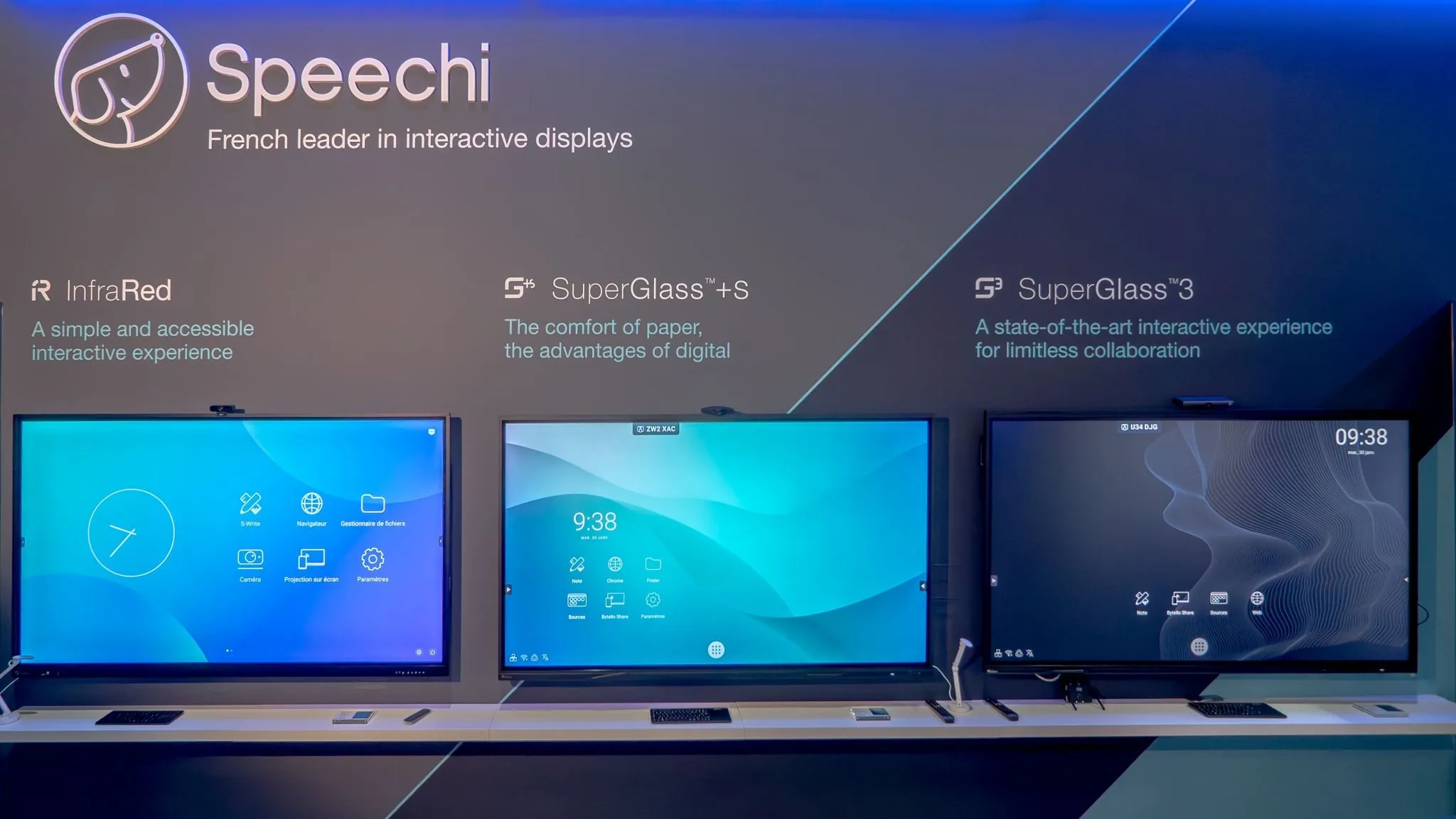 Stand Speechi — salon ISE 2024 — Barcelone — gamme d'écrans InfraRed et SuperGlass